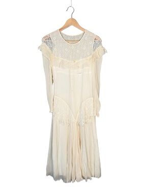 Vintage Handmade silk (?) Cream Dress Ethereal AS IS XS